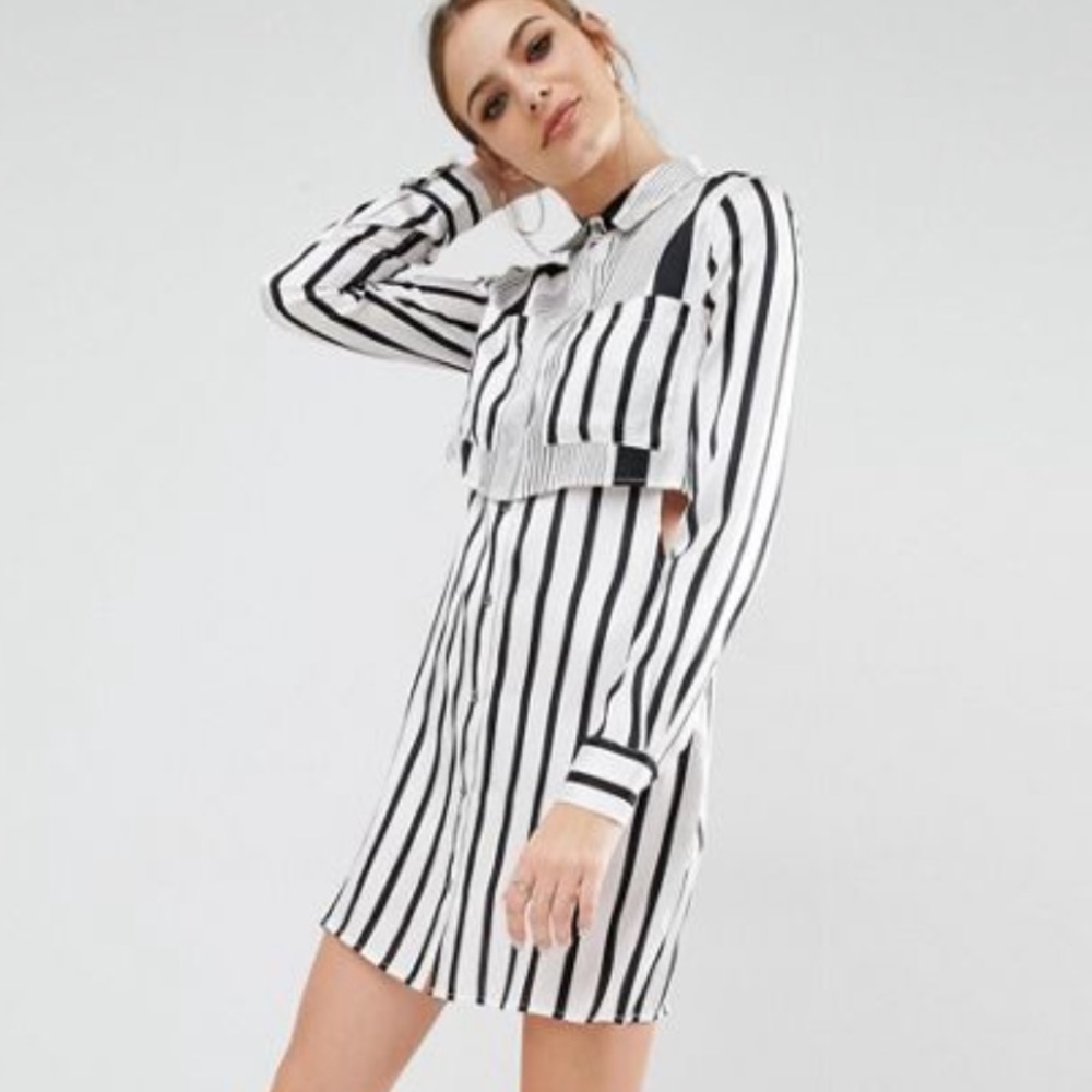 Kendall + Kylie Peek-A-Boo Silk Shirt Dress
